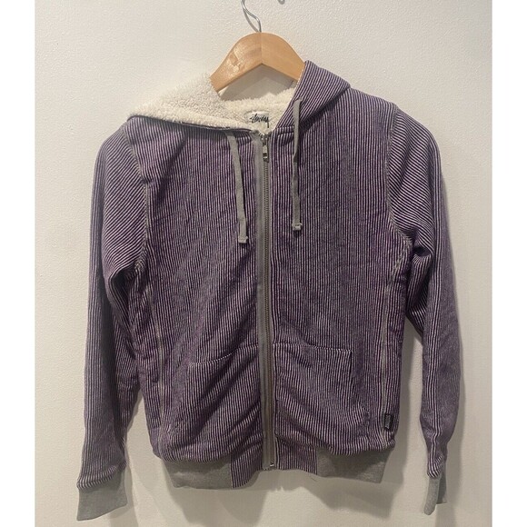 STUSSY zip hoodie Size XS women cotton/PUP/stripe - Picture 1 of 4